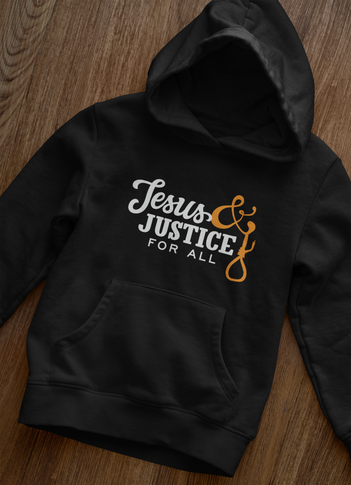 Jesus & Justice For All Hooded Sweatshirt (Black)